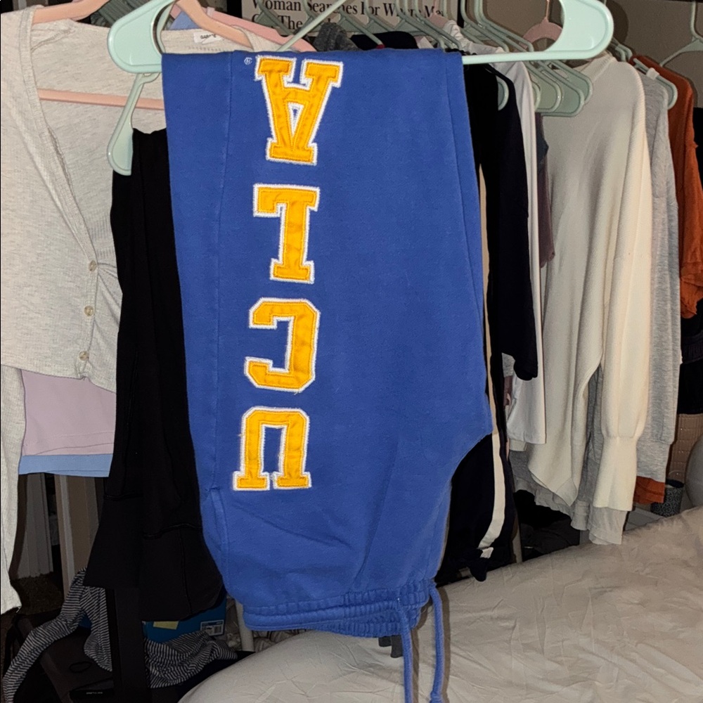 Retro UCLA Blue Cropped Pants with Yellow Lettering